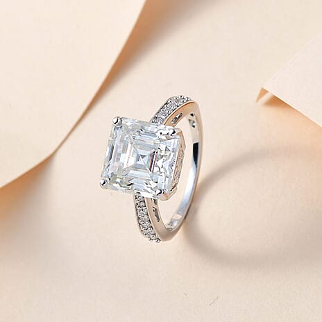9K White Gold Moissanite Ring 5.56 Ct.