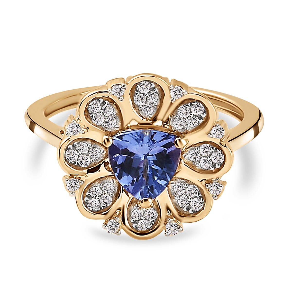 GP Italian Garden Collection - 9K Yellow Gold Tanzanite, Diamond Ring 1.00 Ct.
