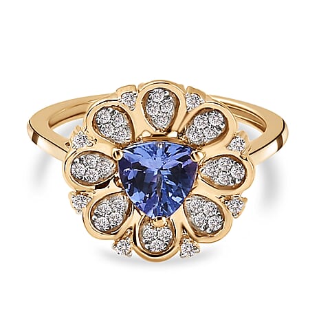 GP Italian Garden Collection - 9K Yellow Gold Tanzanite, Diamond Ring 1.00 Ct.