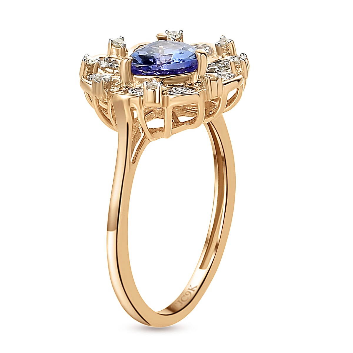 GP Italian Garden Collection - 9K Yellow Gold Tanzanite, Diamond Ring 1.00 Ct.