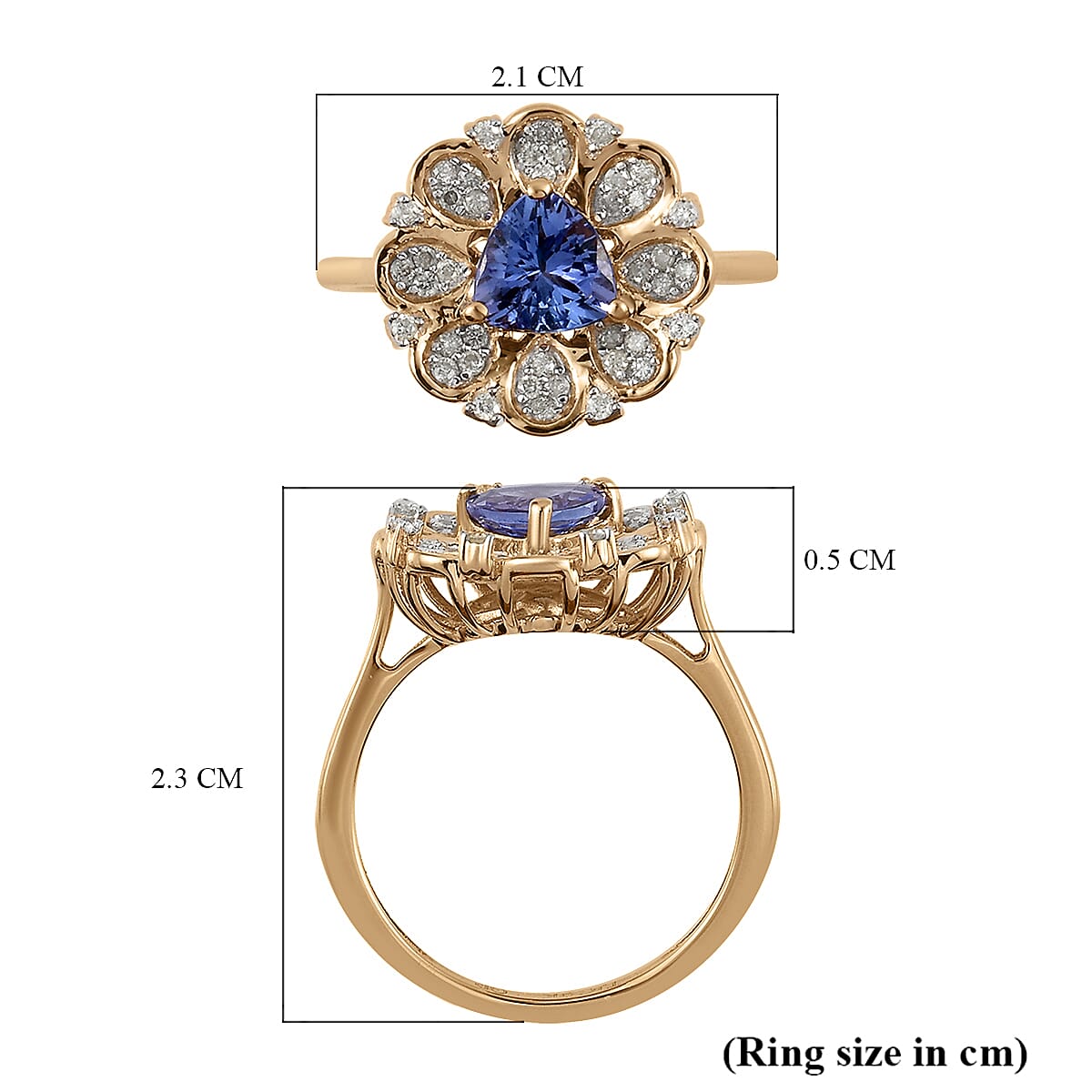 GP Italian Garden Collection - 9K Yellow Gold Tanzanite, Diamond Ring 1.00 Ct.