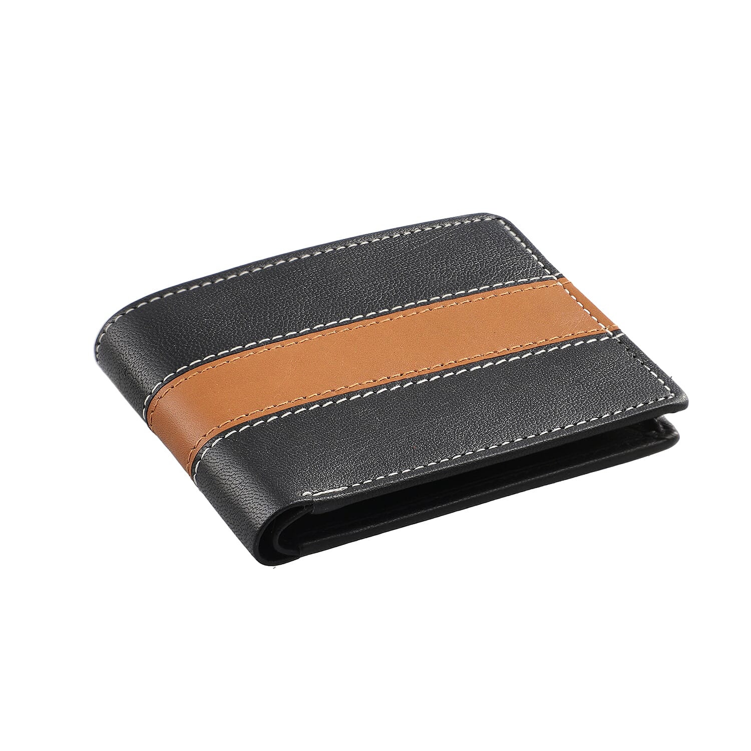 100% Genuine Leather RFID Protected Wallet (Size 11x9 Cm) - Black & Brown