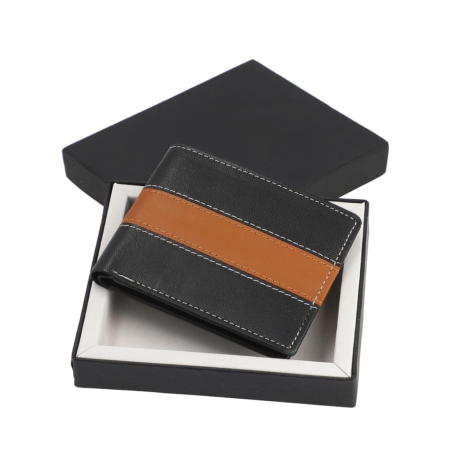 100% Genuine Leather RFID Protected Wallet (Size 11x9 Cm) - Black & Brown