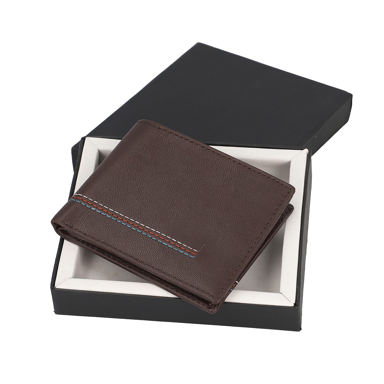 100% Genuine Leather RFID Protected Wallet (Size 11x9Cm) - Brown