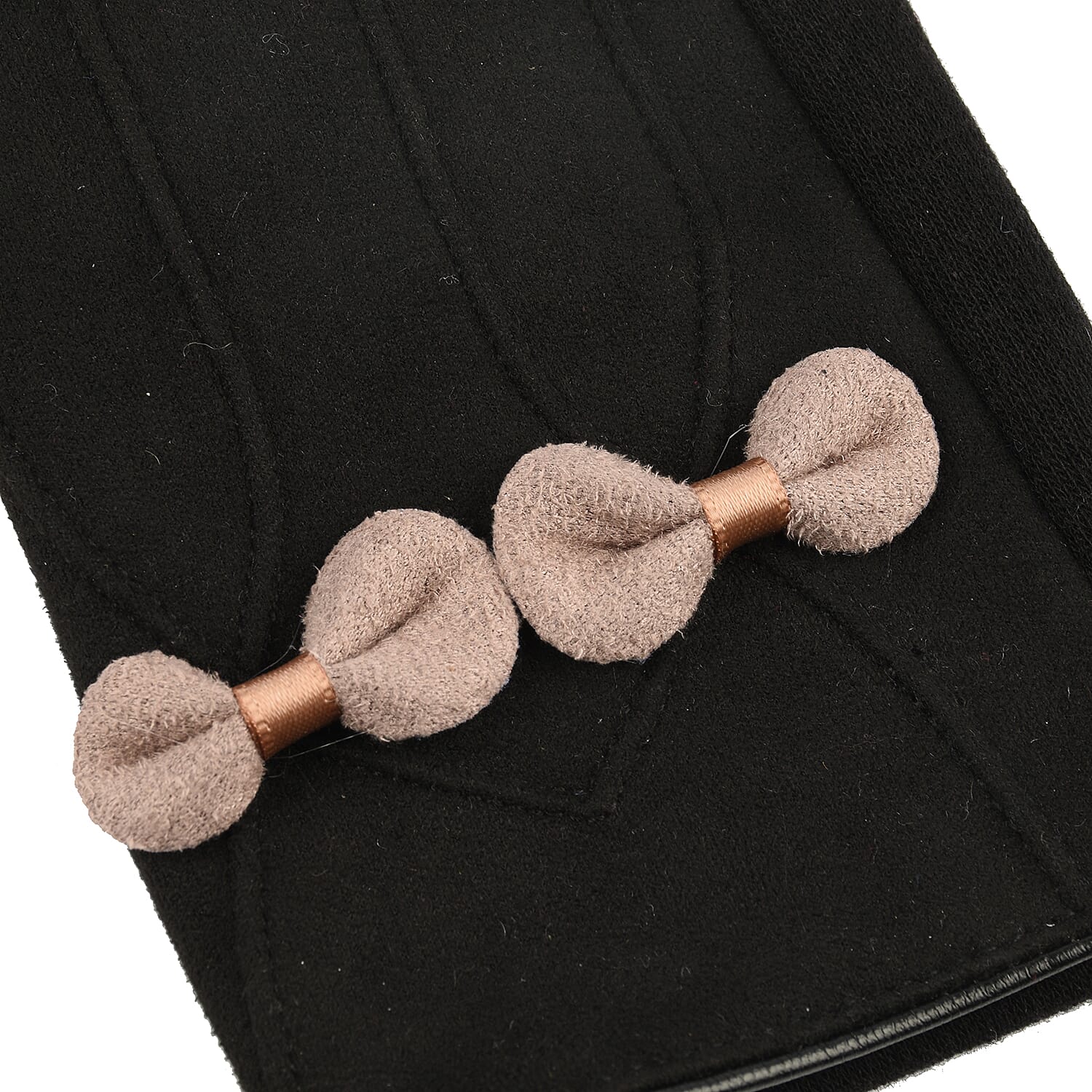 Ladies Bow Gloves - Black and Beige