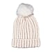 Chenille Cable Ladies Bobble Knit Hat - Cream