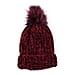 Chenille Cable Ladies Bobble Knit Hat - Purple