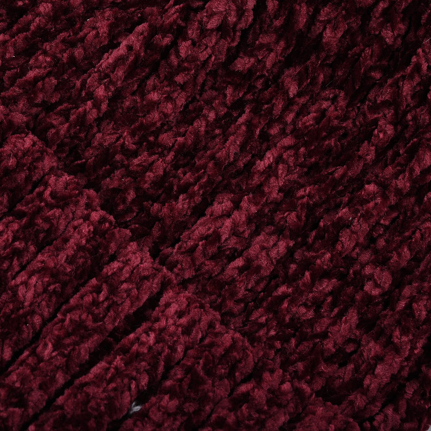 Chenille Cable Ladies Bobble Knit Hat - Purple