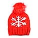 Chenille Cable Ladies Snowflake Knit Hat - Red