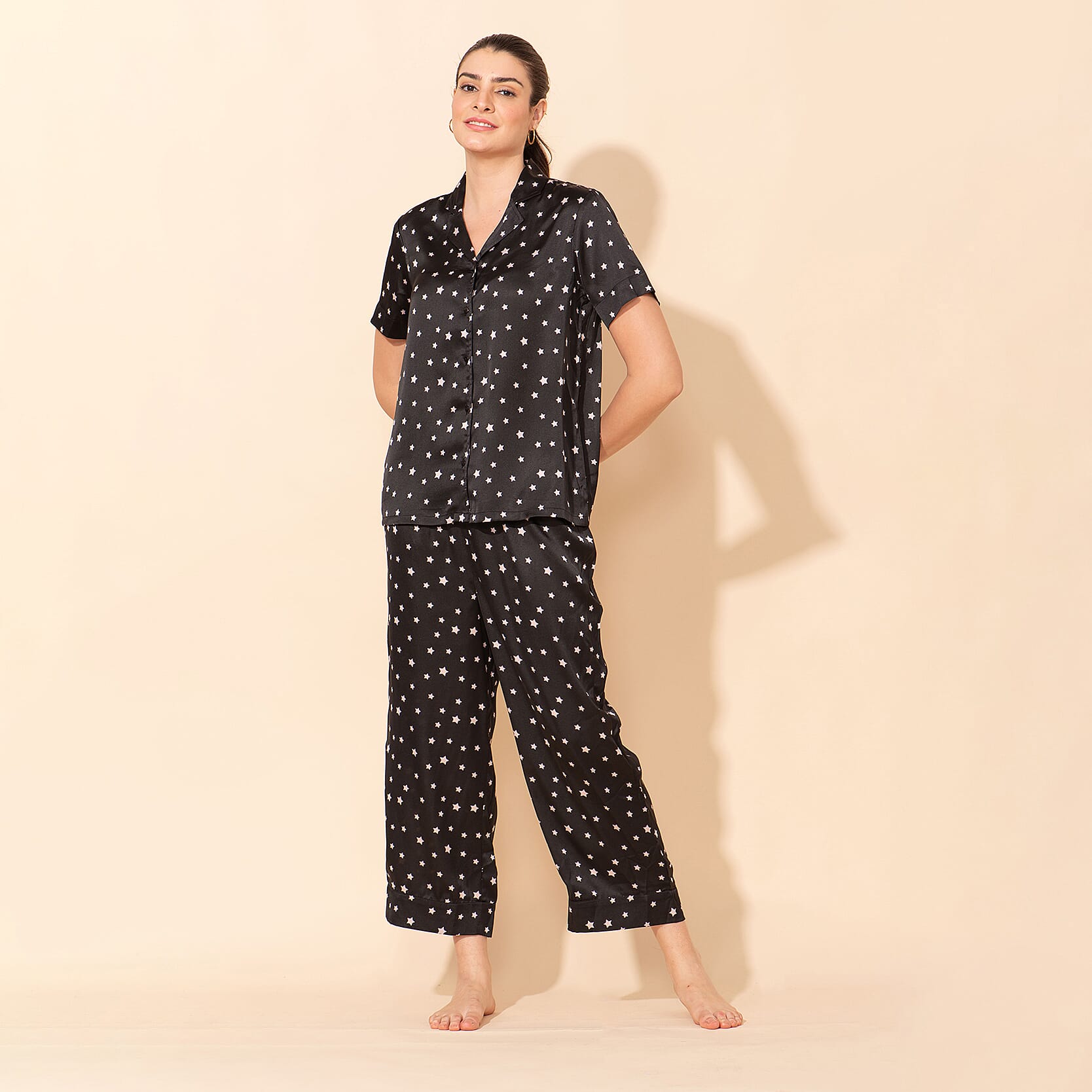 TAMSY Star Pattern Nightwear Set (Size L) - Black