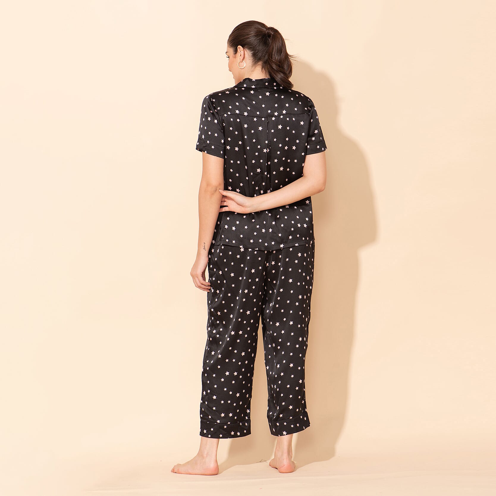 TAMSY Star Pattern Nightwear Set (Size L) - Black