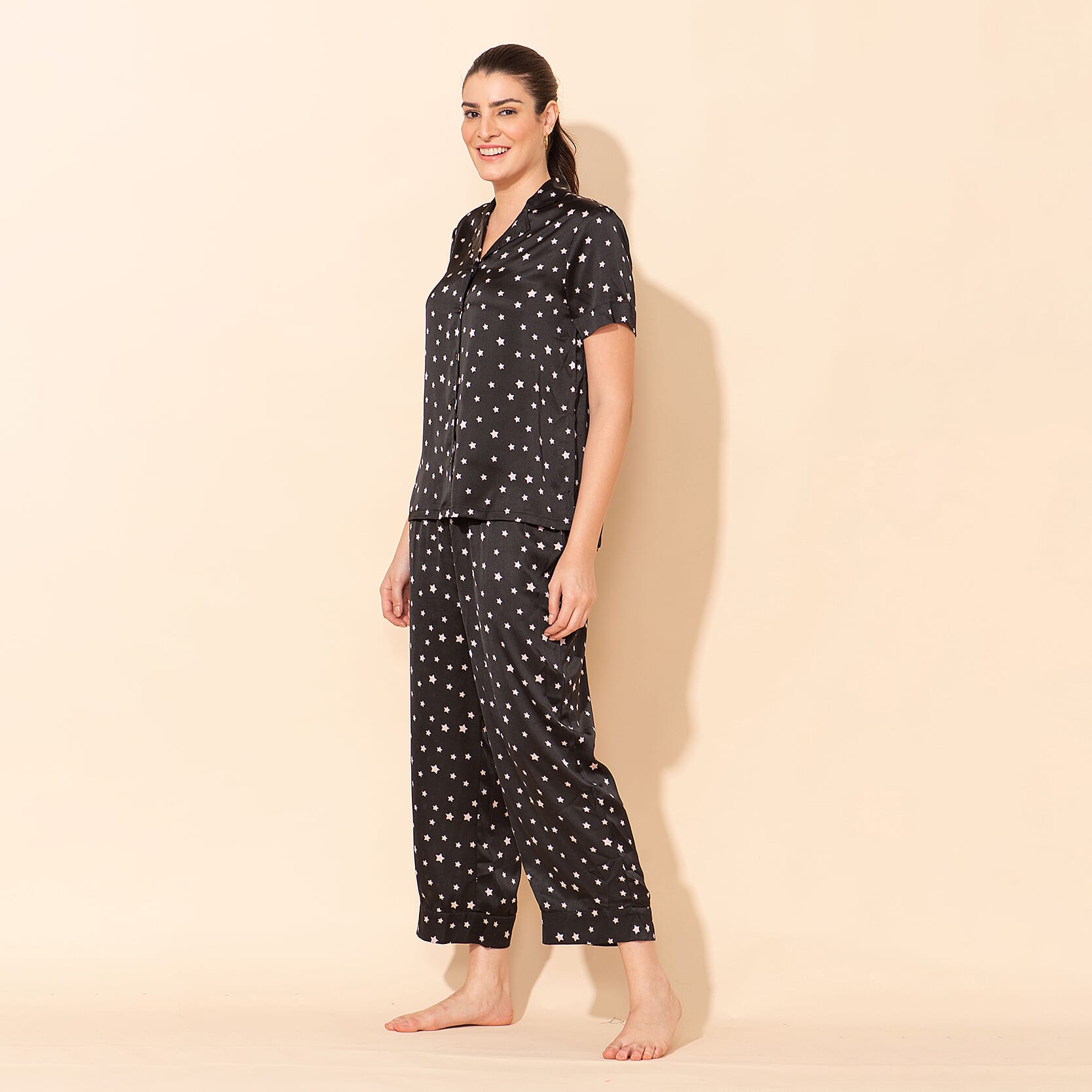 TAMSY Star Pattern Nightwear Set (Size M) - Black