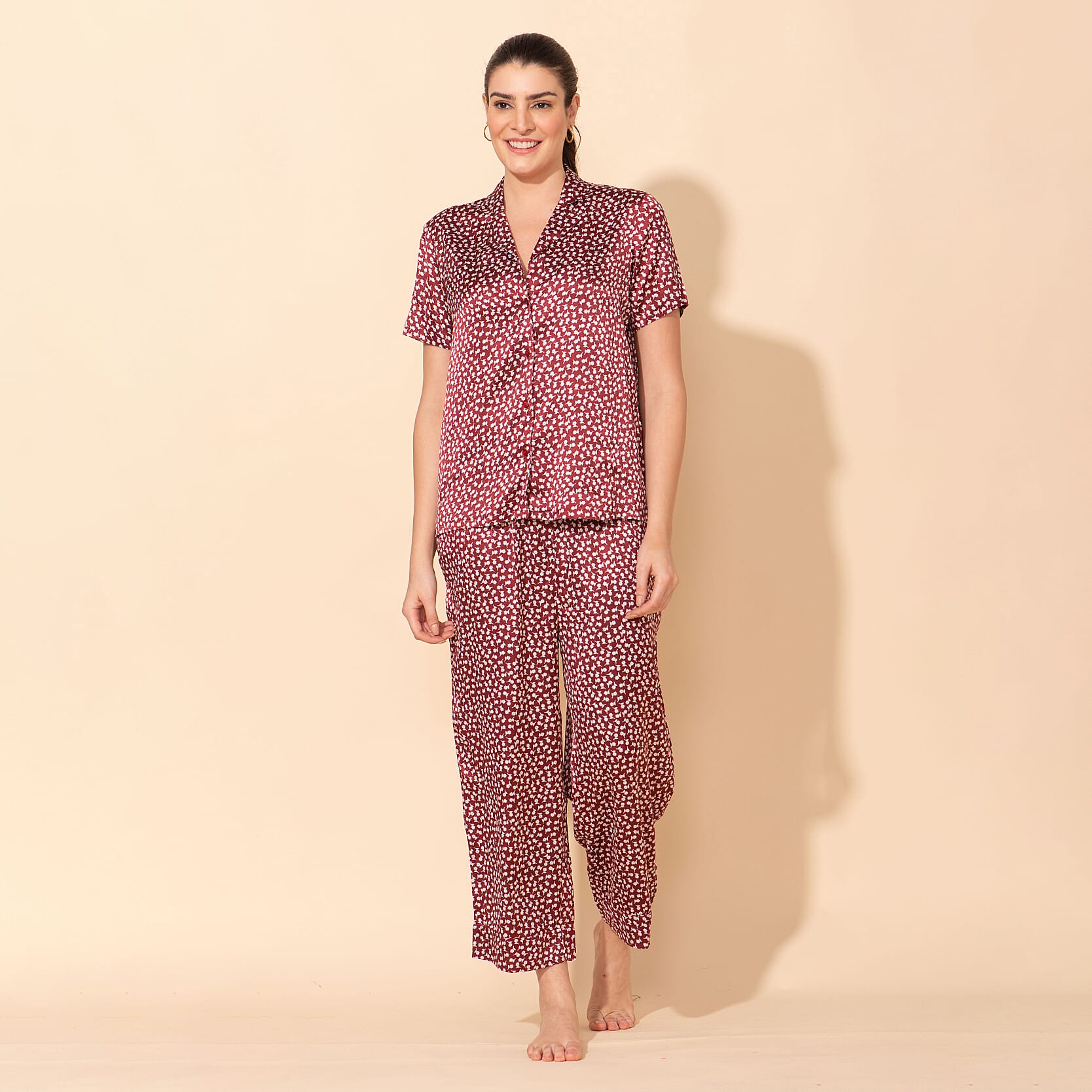TAMSY Star Pattern Nightwear Set (Size L) - Black