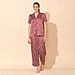 TAMSY Floral Pattern Nightwear Set (Size L) - Maroon