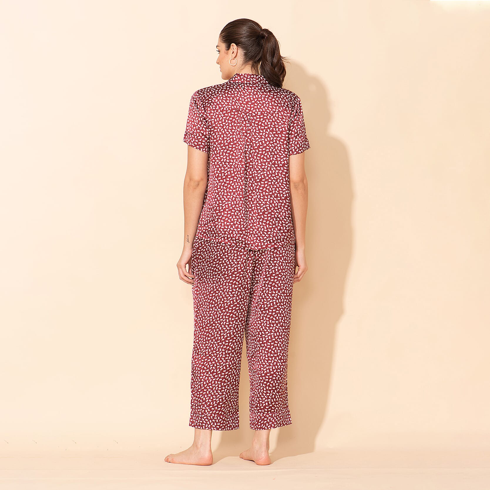 TAMSY Star Pattern Nightwear Set (Size L) - Black