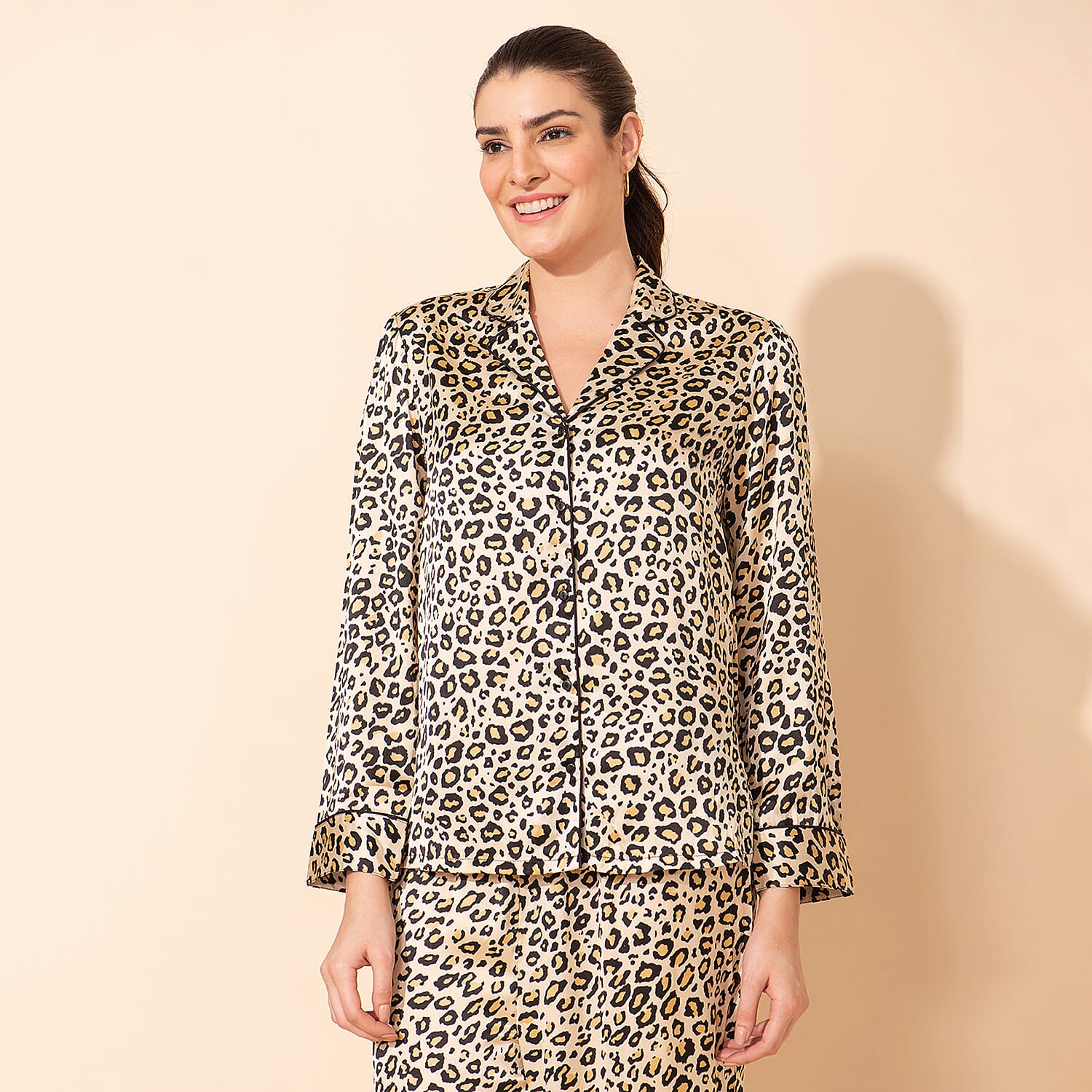 TAMSY Leopard Pattern Nightwear Set - Black & White