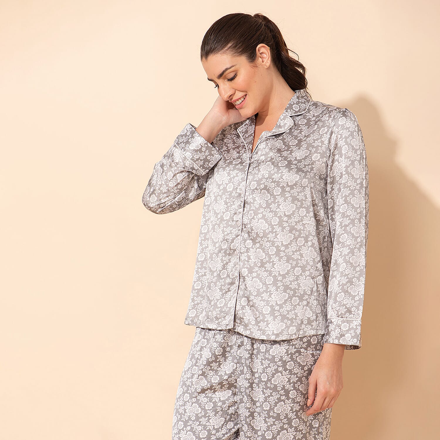 TAMSY Leopard Pattern Nightwear Set - Black & White