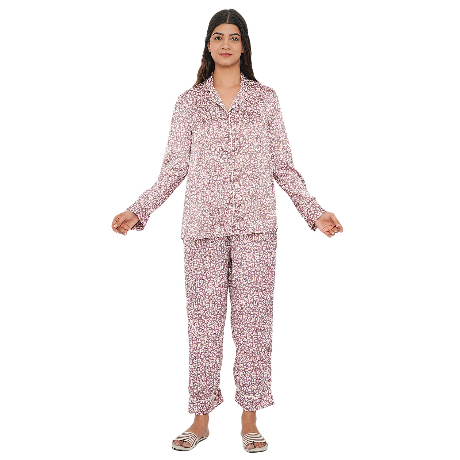 TAMSY Leopard Pattern Nightwear Set - Black & White