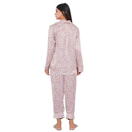 TAMSY Floral Pattern Nightwear Set (Size L) - Light Pink