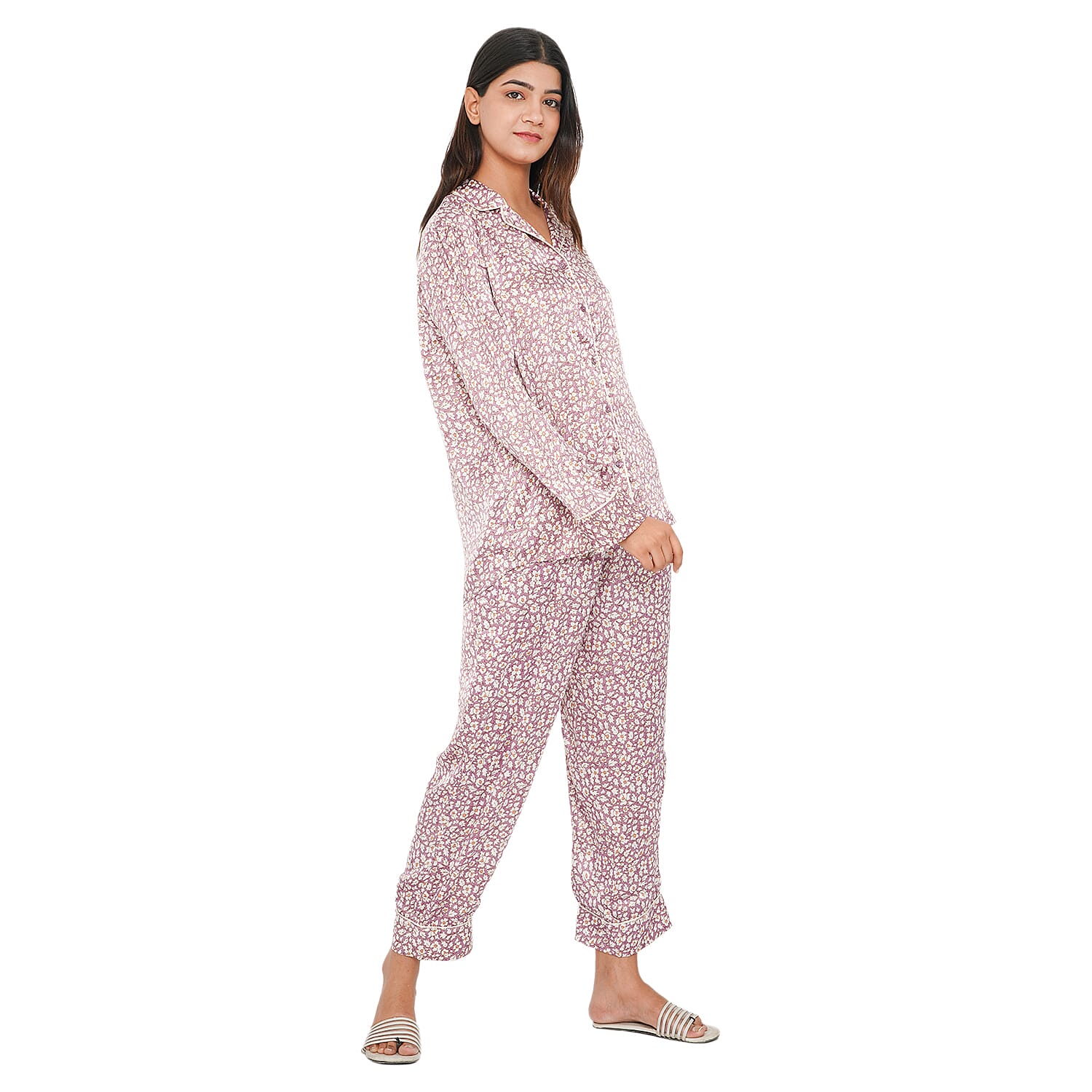 TAMSY Leopard Pattern Nightwear Set - Black & White