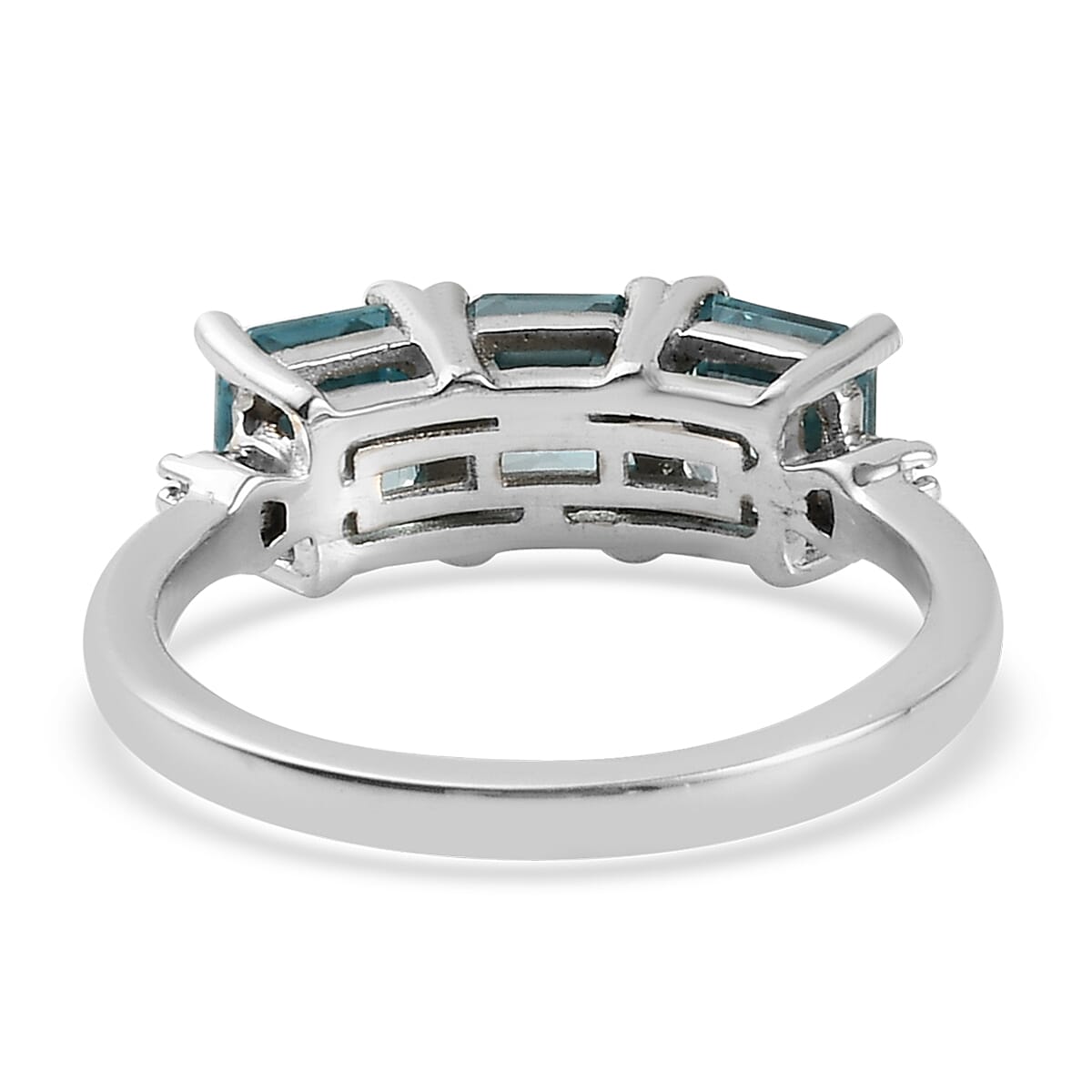 Ratanakiri Blue Zircon and Diamond Ring in Platinum Overlay Sterling Silver 2.94 Ct.