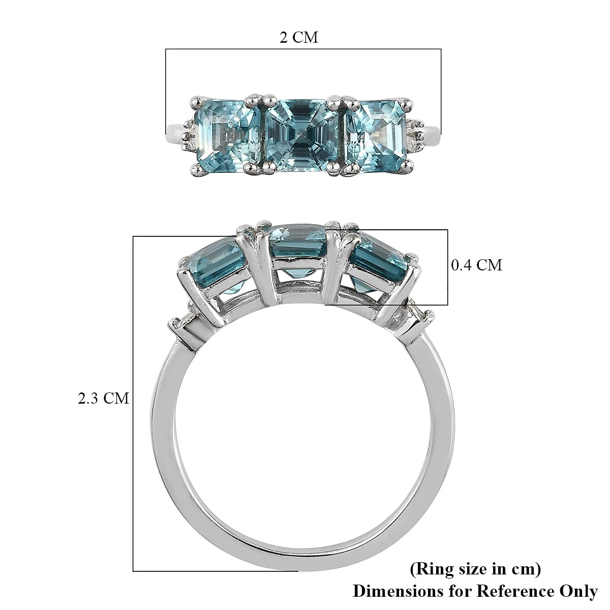 Ratanakiri Blue Zircon and Diamond Ring in Platinum Overlay Sterling Silver 2.94 Ct.