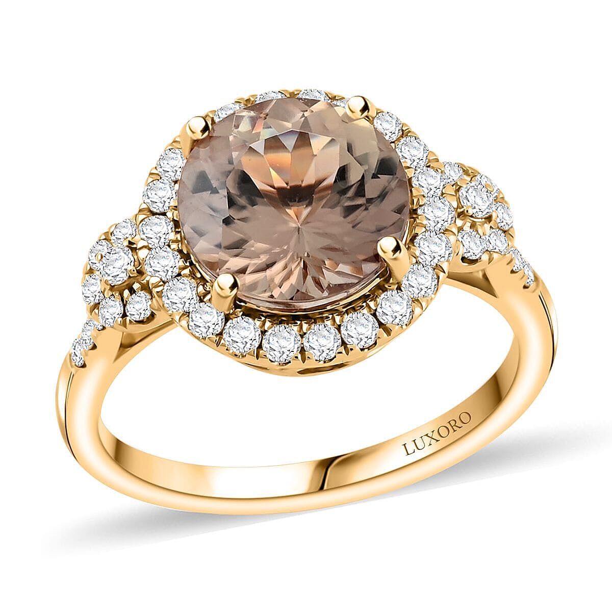 3.49 Ct. AAA Turkizite, White Diamond Halo Ring in 14K Yellow Gold