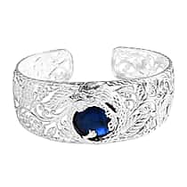 Royal Bali Collection Labradorite Dragon Cuff Bangle (Size - 6.5 to 9.0) in Sterling Silver 25.27 Ct.
