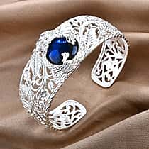 Royal Bali Collection Labradorite Dragon Cuff Bangle (Size - 6.5 to 9.0) in Sterling Silver 25.27 Ct.