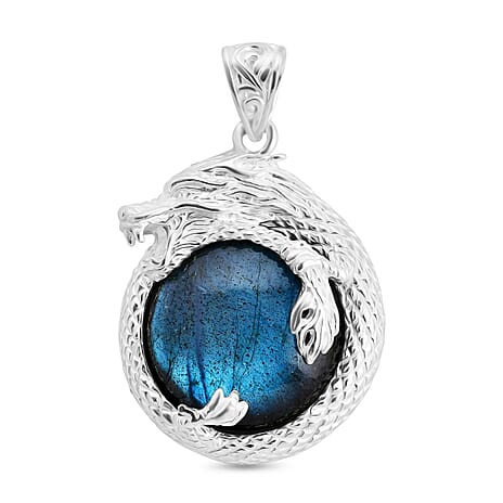 Royal Bali Collection - Labradorite Dragon Pendant in Sterling Silver 25.27 Ct.