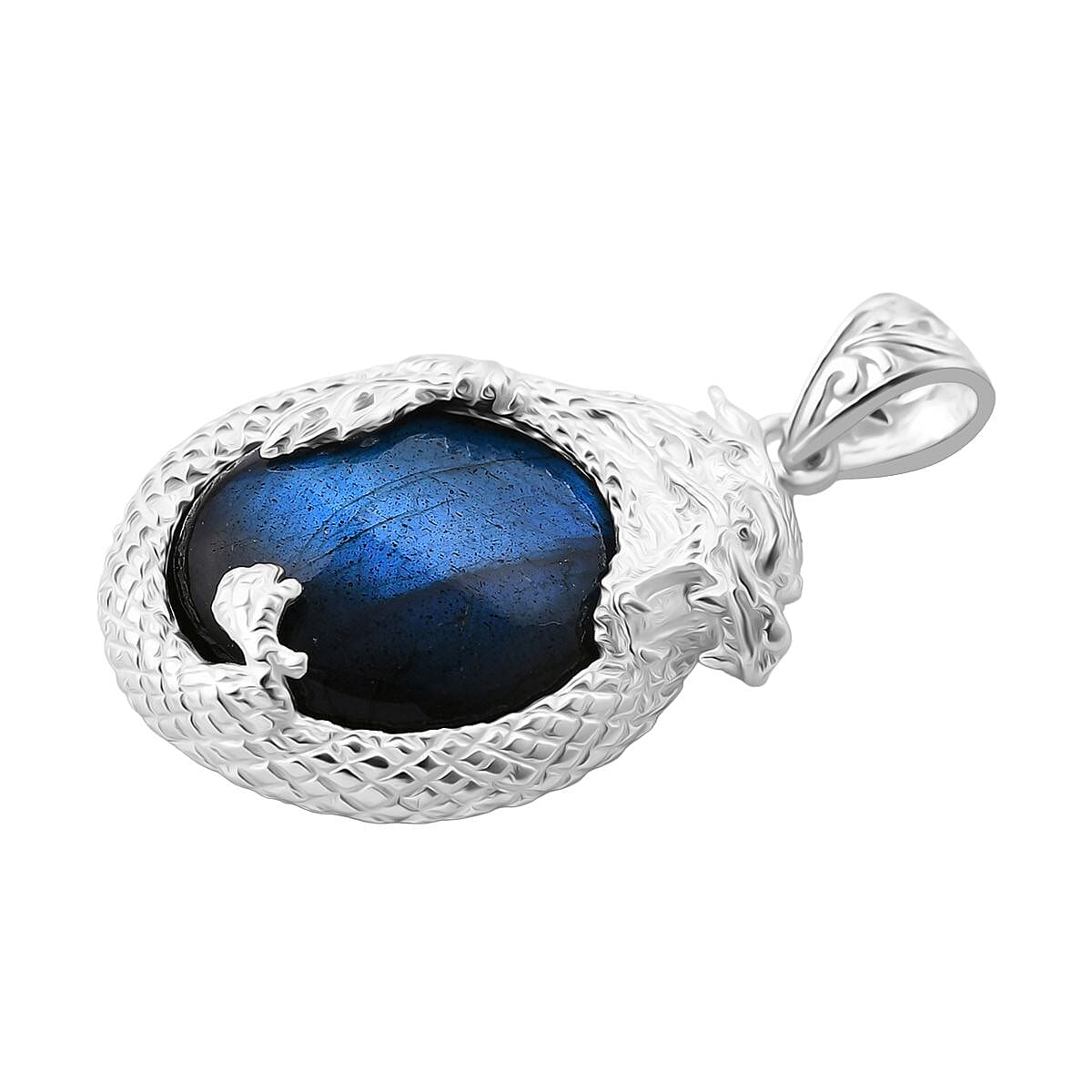 Royal Bali Collection - Labradorite Dragon Pendant in Sterling Silver 25.27 Ct.