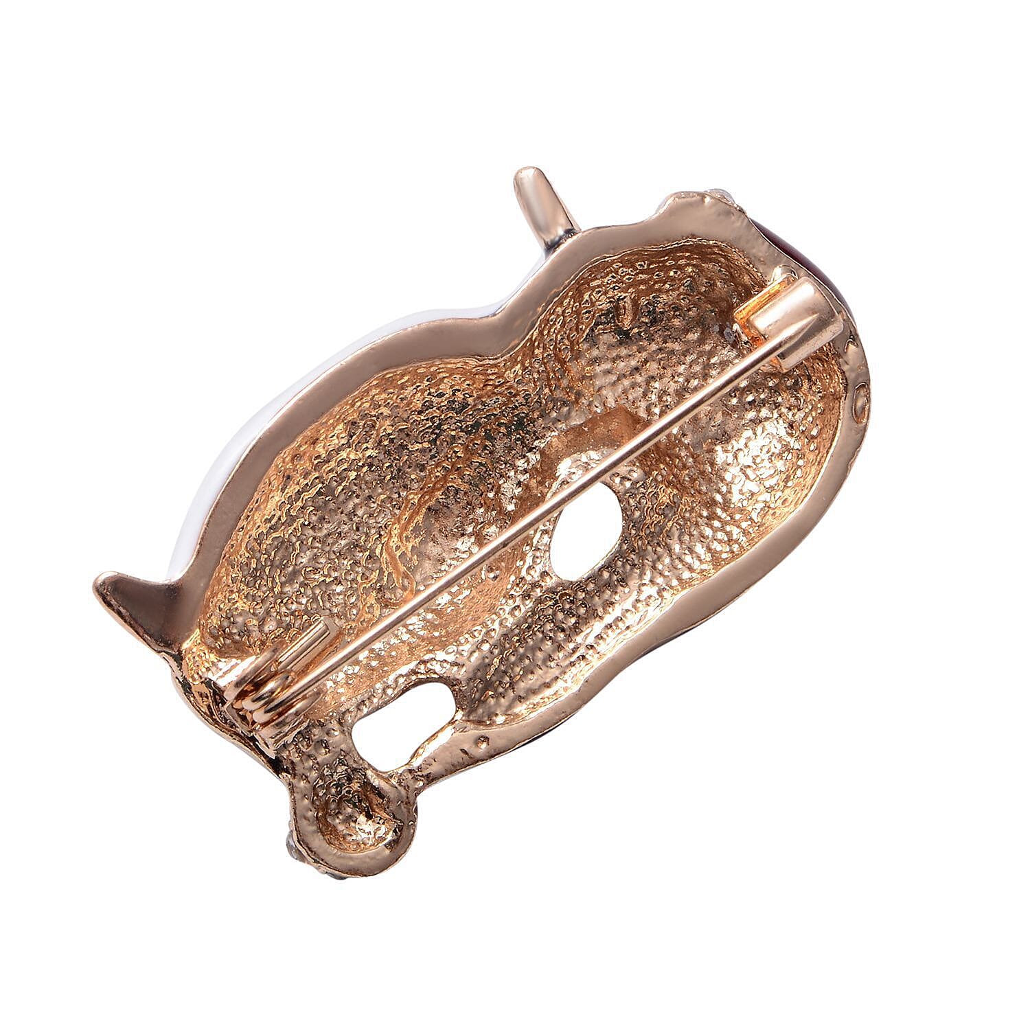 White Austrian Crystal Penguin Enamelled Brooch Come Pendant in Yellow Gold Tone 1.00 Ct.