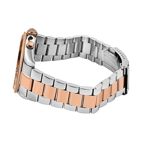 CHRISTOPHE DUCHAMP Grand Mont Swiss Movt. White Dial Watch with Dual Colour Chain Strap 10 ATM WR Sapphire Crystal Glass