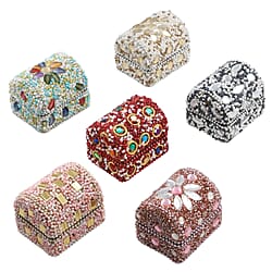 Set of 6 Wooden Beaded Chest Storage Box (Size 2x1.5 Cm) - Multi