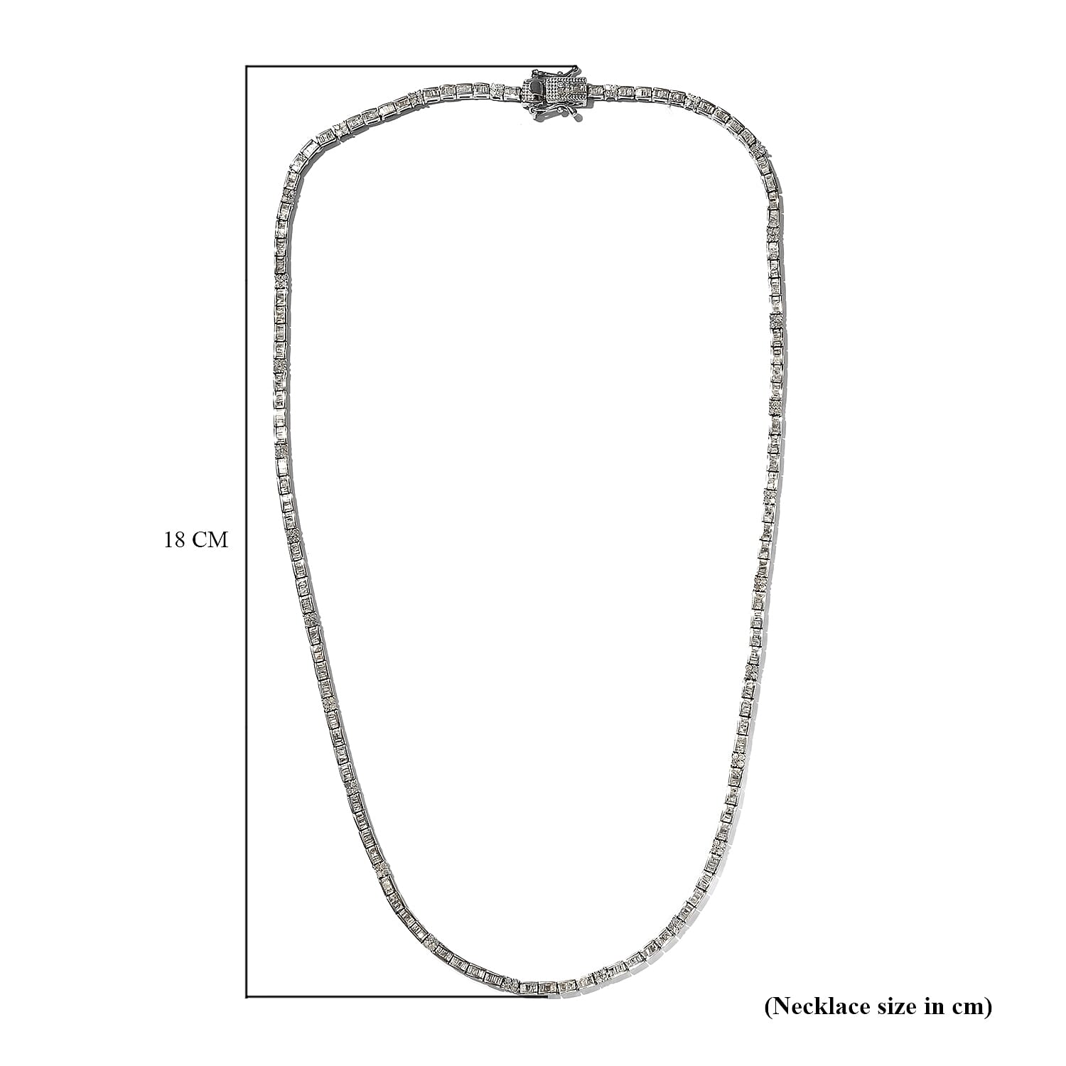 Diamond Cluster Necklace (Size - 18) in Sterling Silver 3.01 Ct, Silver Wt. 17.73 Gms