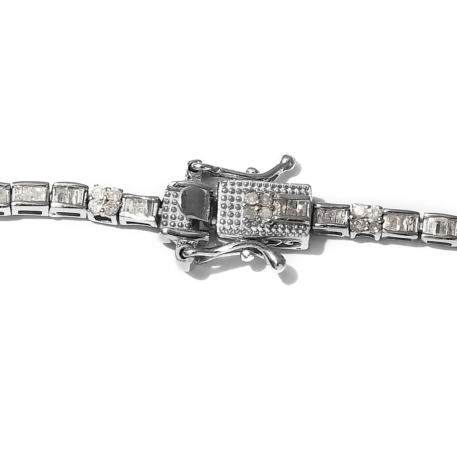 Diamond Cluster Necklace (Size - 18) in Sterling Silver 3.01 Ct, Silver Wt. 17.73 Gms