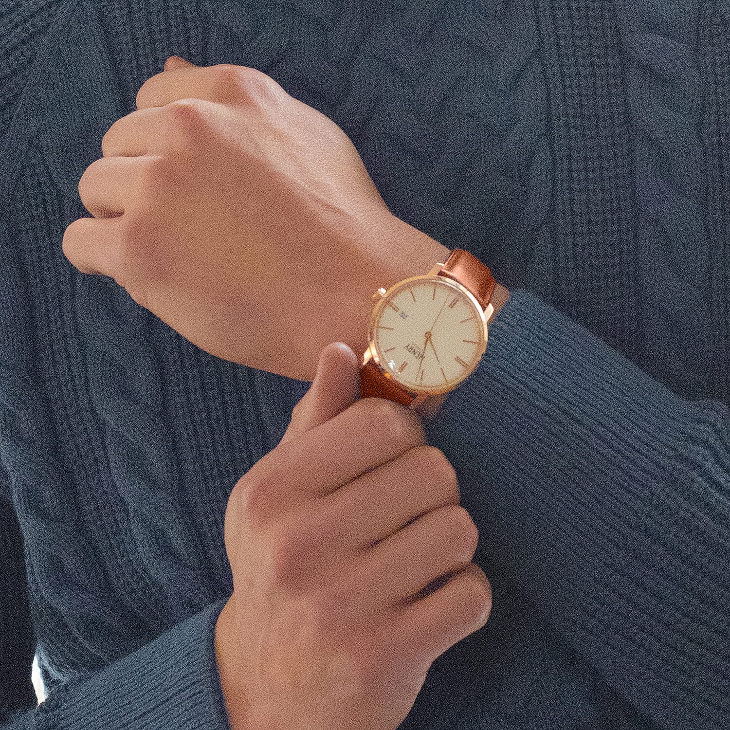 Henry London Regency Unisex Rose Gold Case Watch with Tan Leather Strap