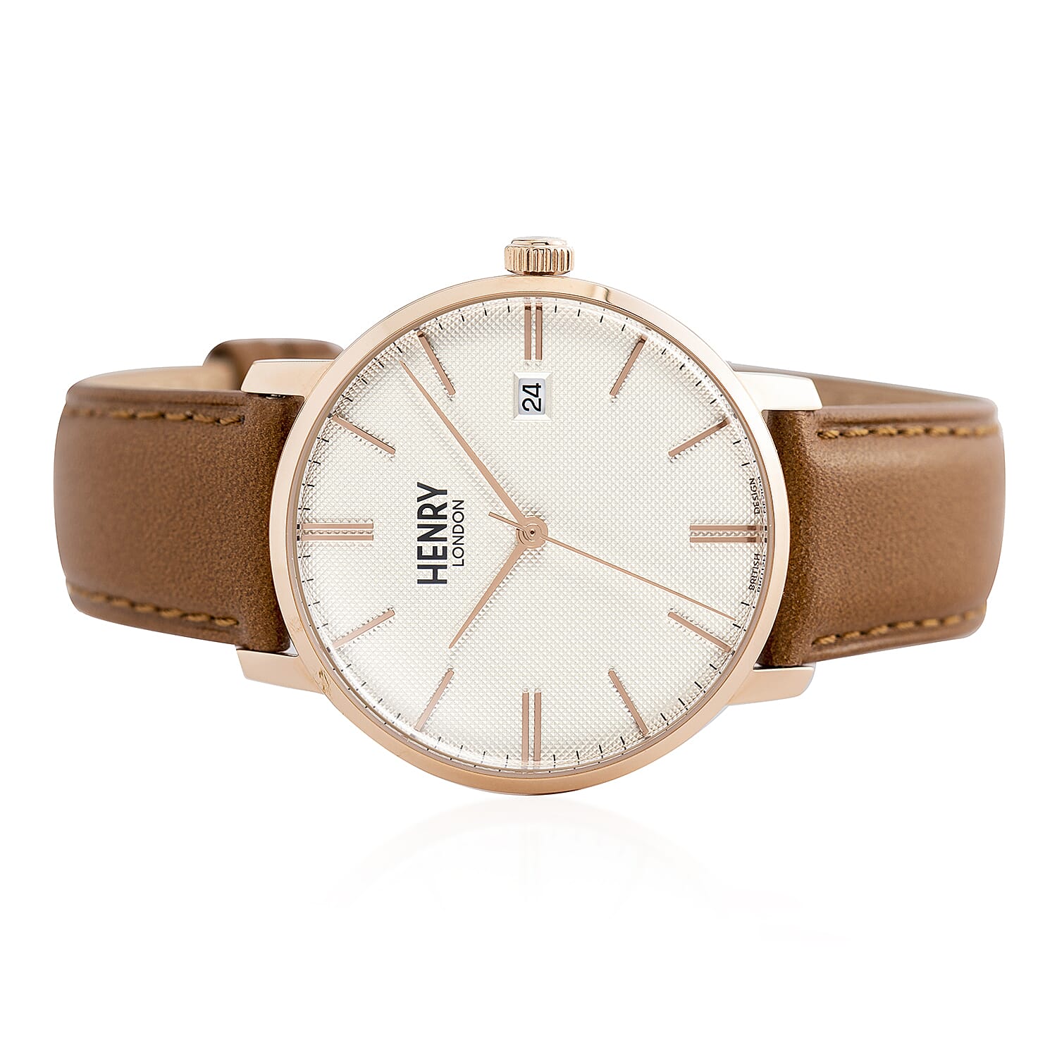 Henry London Regency Unisex Rose Gold Case Watch with Tan Leather Strap