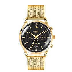 HENRY LONDON Edgware Mans Mesh Bracelet Watch  Gold and Black