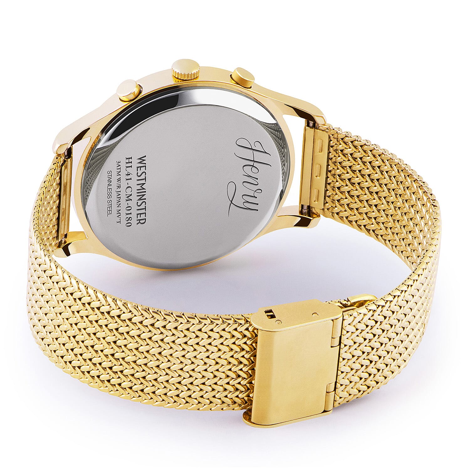 HENRY LONDON Edgware Mans Mesh Bracelet Watch  Gold and Black