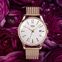 HENRY LONDON Richmond Mans Mesh Bracelet Watch  Rose Gold