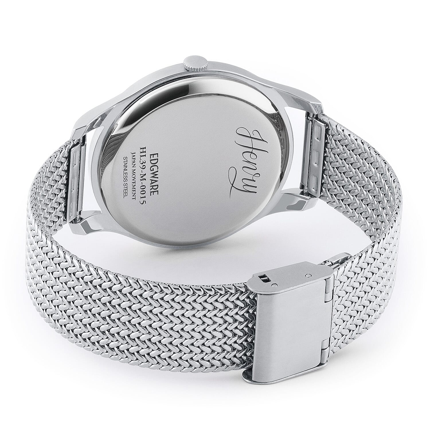 HENRY LONDON Edgware Ladies Black Dial Mesh Bracelet Watch in Silver Tone