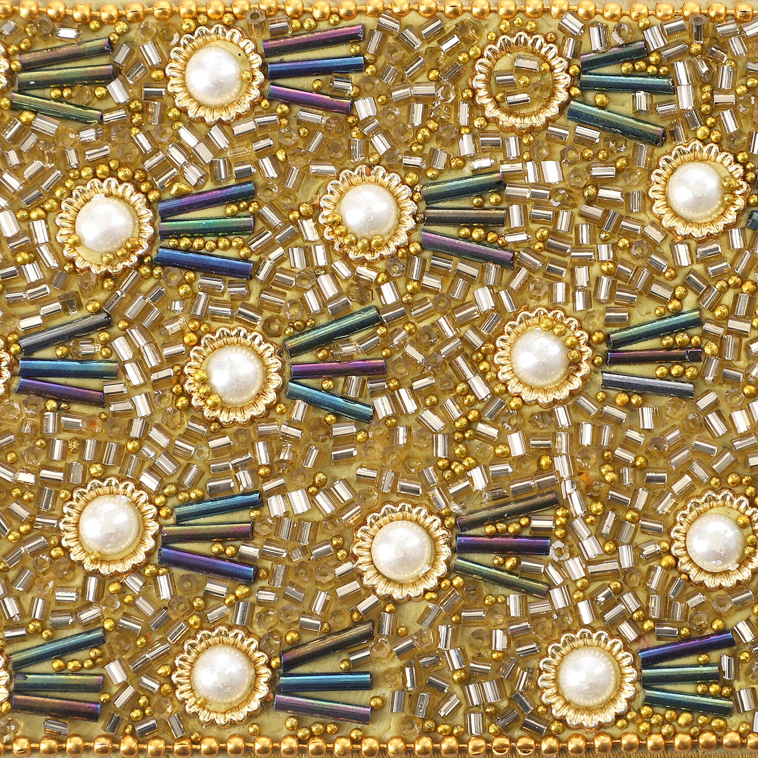 3 Piece Set -  Fuchsia Frolic Bead Decorated Diary (Size 12 Cm), Key Chain (Size 4x5 Cm) and Pen- Golden