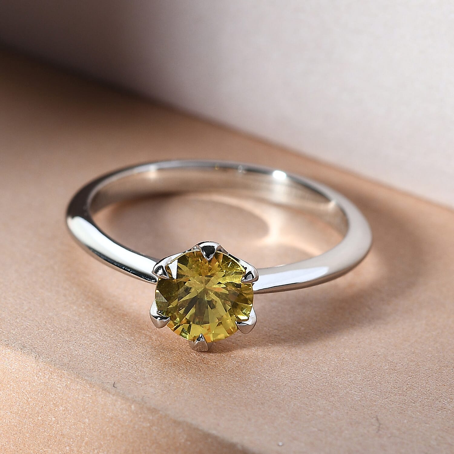 RHAPSODY 950 Platinum AAAA Yellow Sapphire Solitaire Ring 1.03 Ct.