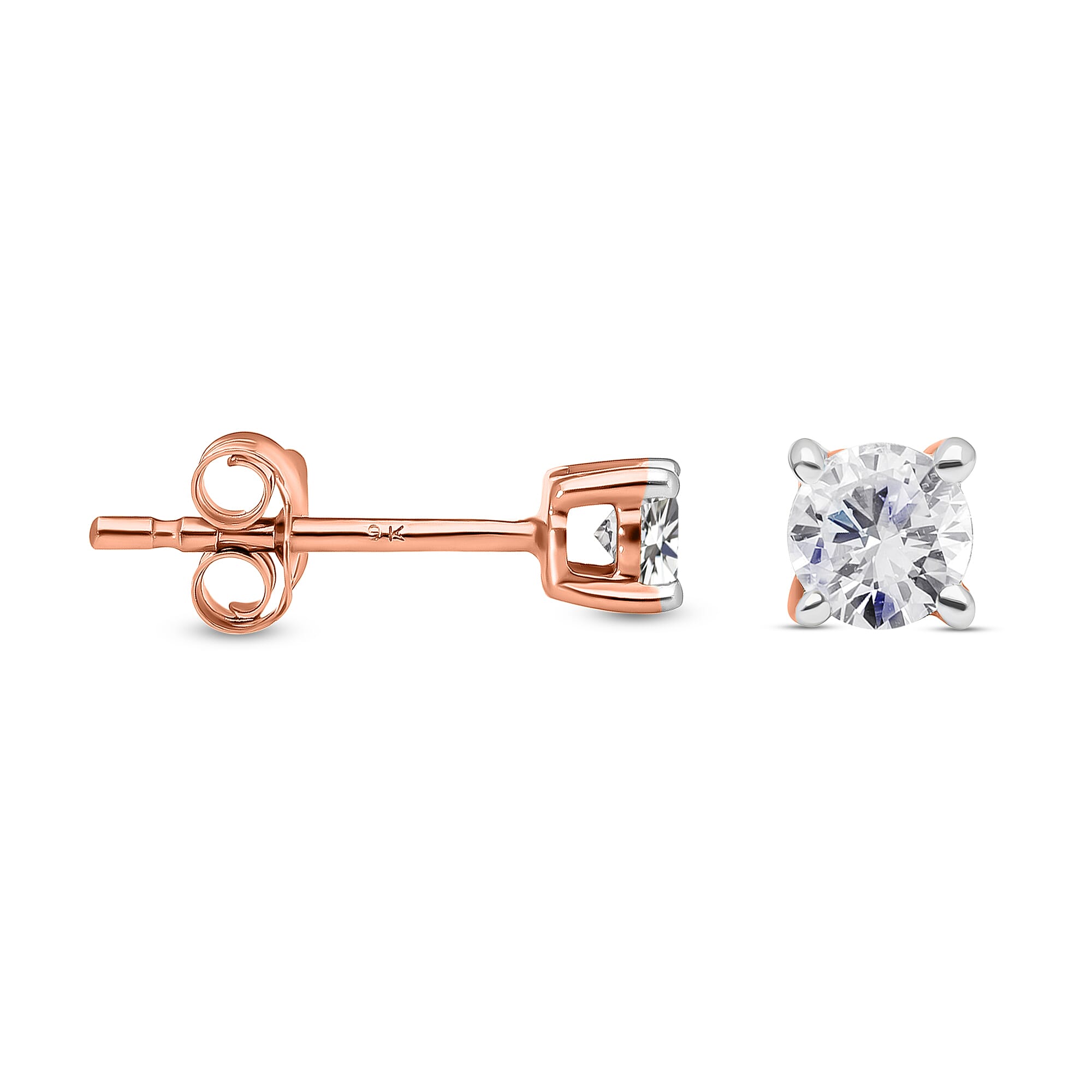 9K Rose Gold SGL Certified Diamond (G-H) Stud Earrings 0.25 Ct