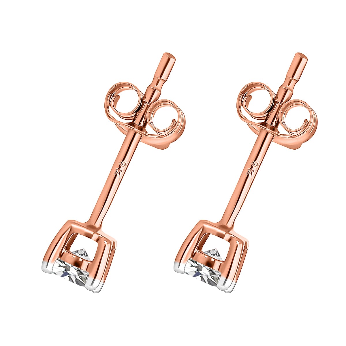 9K Rose Gold SGL Certified Diamond (G-H) Stud Earrings 0.25 Ct