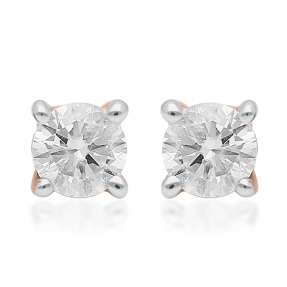 9K Rose Gold SGL Certified Diamond (G-H) Stud Earrings 0.25 Ct