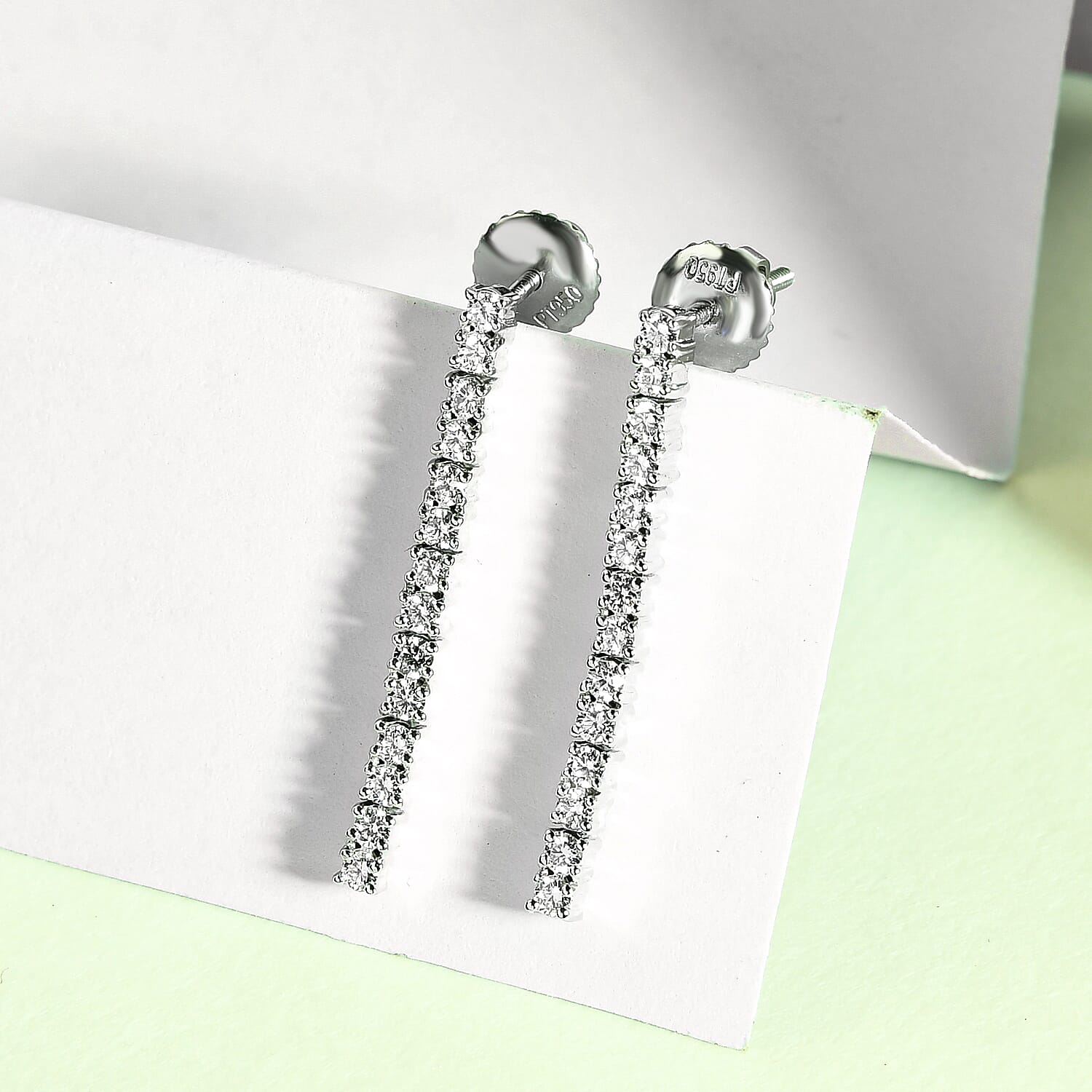 RHAPSODY 950 Platinum IGI Certified Natural Diamond (VS-E-F) Cluster Earrings (with Screw Back) 0.52 Ct, Platinum Wt. 4.48 Gms