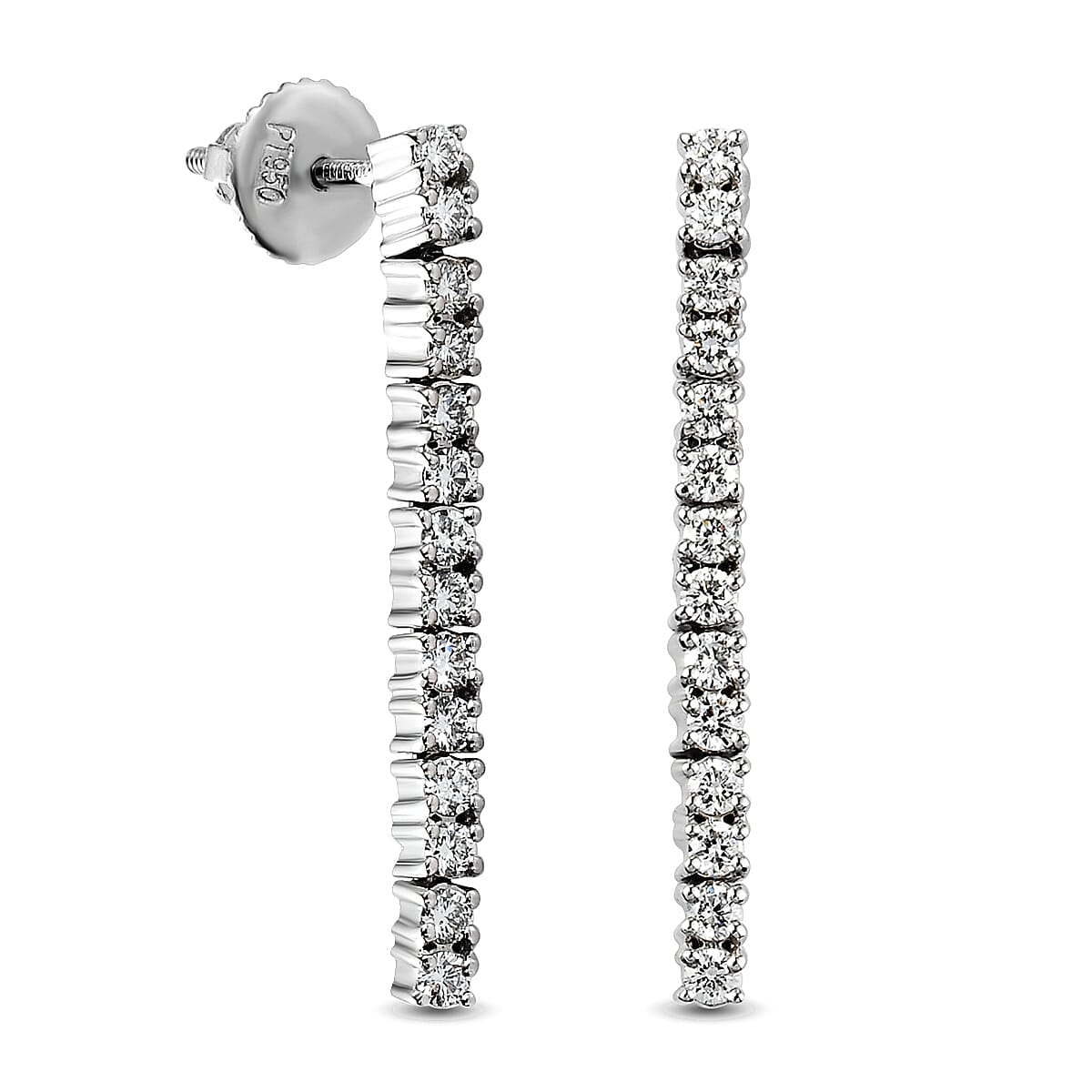 RHAPSODY 950 Platinum IGI Certified Natural Diamond (VS-E-F) Cluster Earrings (with Screw Back) 0.52 Ct, Platinum Wt. 4.48 Gms