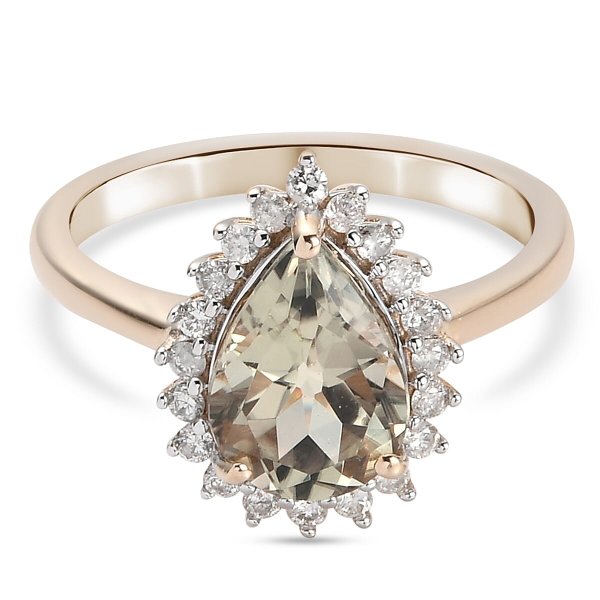 9K Yellow Gold Turkizite and Diamond Ring 2.19 Ct.